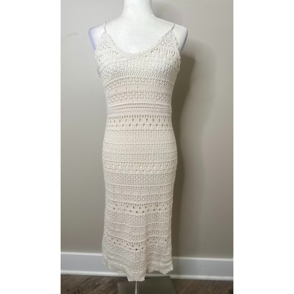 Freshman 1996 Dress M Boho Babydoll Y2K Fairy Cottagecore Crochet Maxi Sweater - Picture 1 of 14